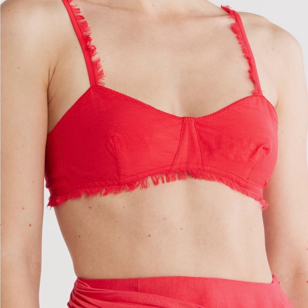 Cult Gaia Red Fringed Bralette